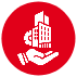 Hand hält ein Gebäude